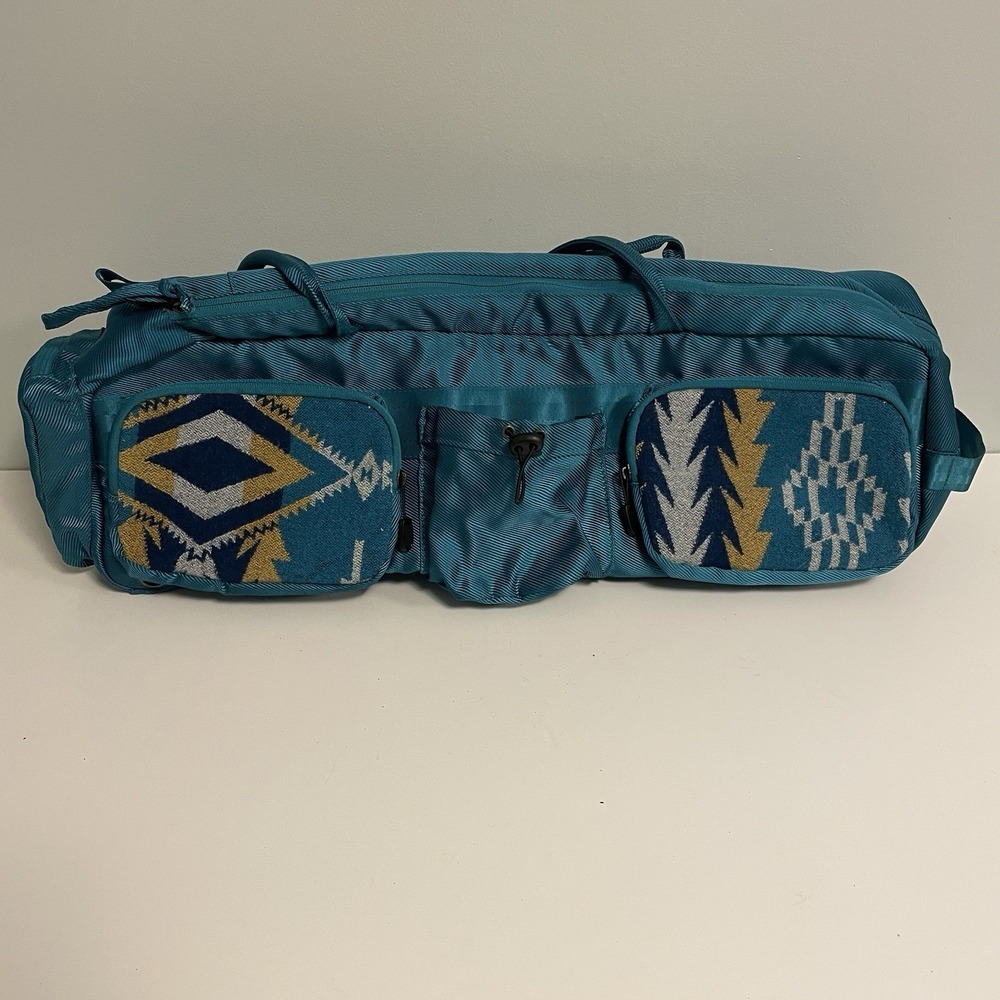 Vintage PENDLETON Aztec Print Wool Poly Gym Yoga Mat Bag Blue Green Big 24"‎